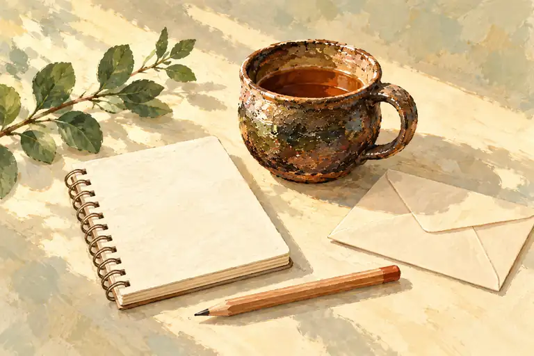 旅のしおりと手仕事の器を描いたイラスト