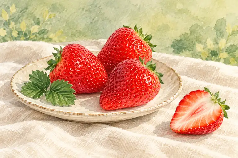 いちごのある食卓を描いたイラスト